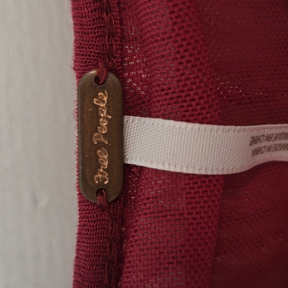 Free People Red Wildflower Honey Blouse Ruffle Sleeve At Top Womens MED - Picture 2 of 6